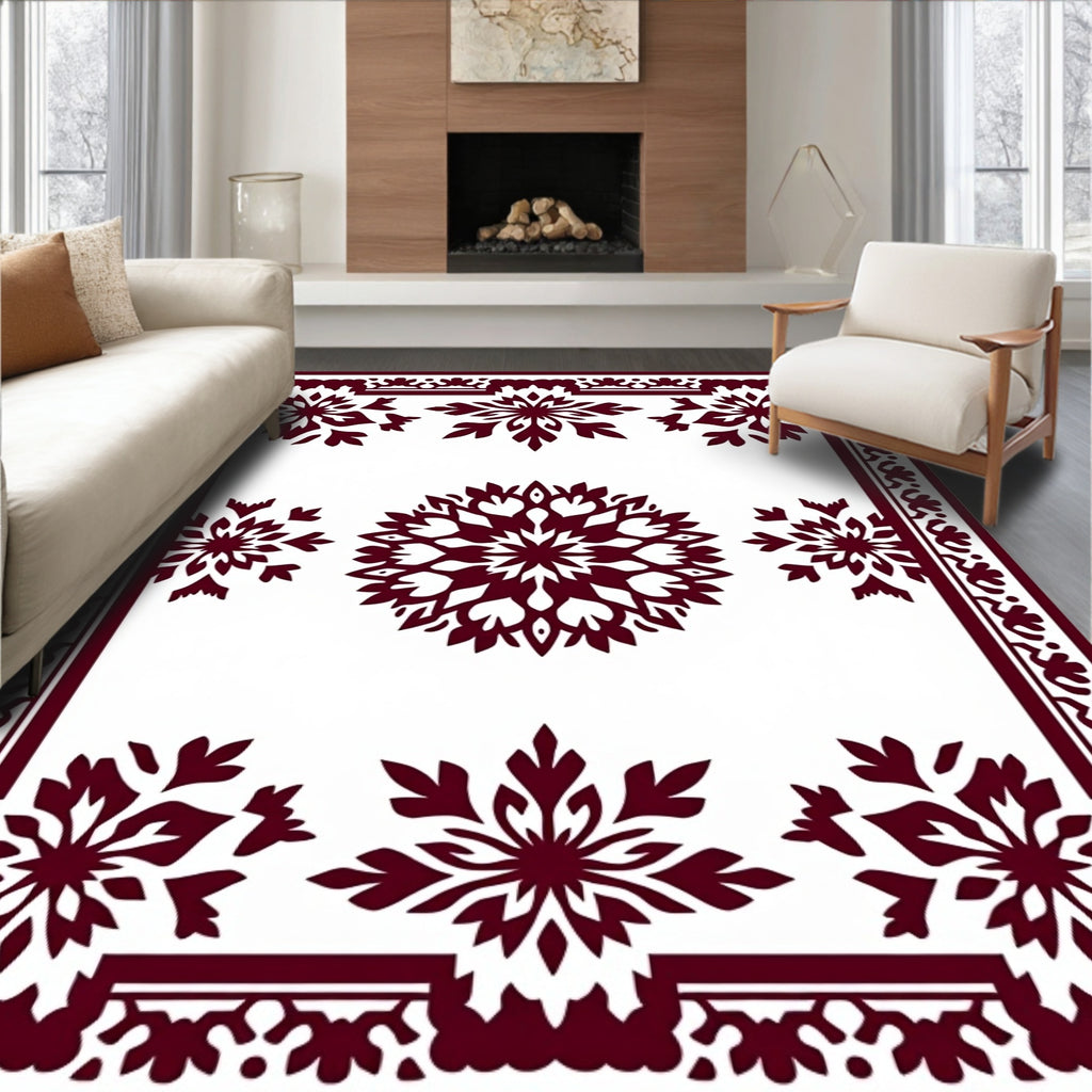 Crimson Bloom Central Medallion Border Rug
