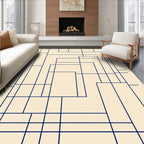Modern Navy Geometric Line Rug