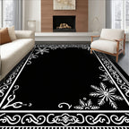 Winter White Snowflake Ornate Border Rug