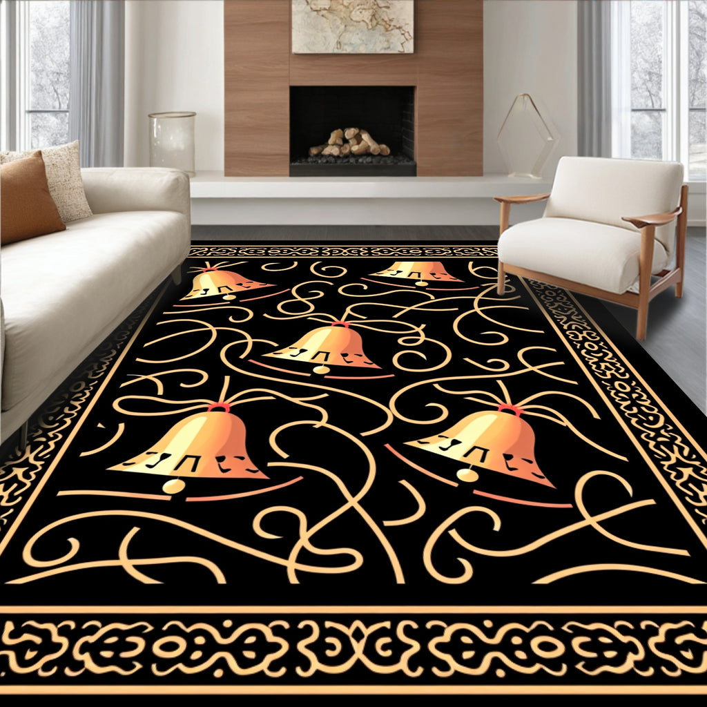 Golden Bells Swirl Border Rug