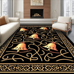 Golden Bells Swirl Border Rug
