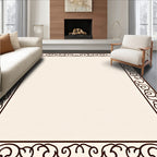 Dark Brown Ivory Scroll Border Rug