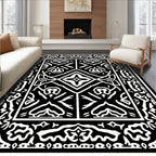Monochromatic Bold Ornate Square Rug