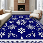 Deep Blue Snowflake Mandala Scatter Rug