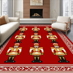 Red Nutcracker Soldier Repetitive Arrangement Rug