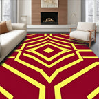 Crimson and Yellow Geometric Diamond Arrangement Rug
