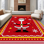 Whimsical Red Santa Claus Snowflakes Rug