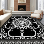 Art Nouveau Black And White Floral Rug