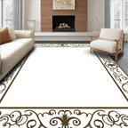 Ornate Brown Antique Scroll Border Rug