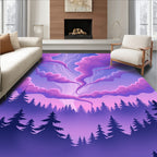 Mystical Purple Sky Forest Swirl Rug