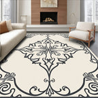 Dark Scrollwork Cream Centerpiece Rug