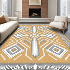 Golden Yellow Modern Geometric Medallion Rug