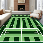 Emerald Green Striped Court Tic Tac Toe Rug