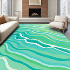 Oceanic Aqua Green Wavy Stripe Rug