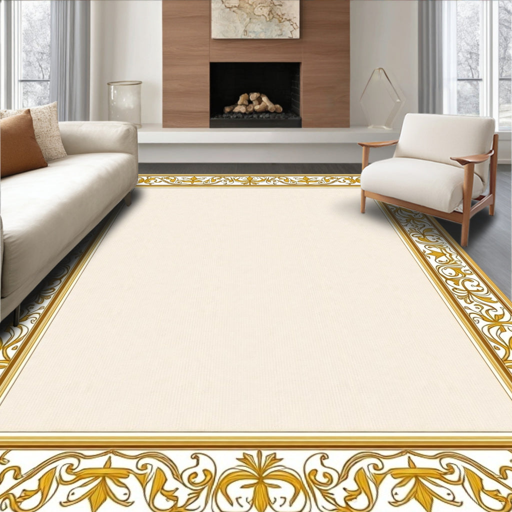 Golden Flourish Border Rug