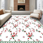Red Green Folk Art Figures Border Rug