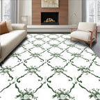 Dark Green Baroque Scroll Framing Rug
