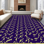 Deep Purple Yellow Abstract Calligraphy Rug