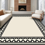 Black Geometric Lattice Border Rug