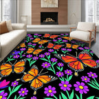 Whimsical Orange Monarch Butterfly Garden Rug