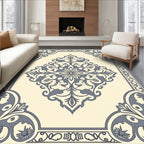 Cream Gray Elaborate Medallion Corner Rug