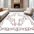Deep Red Floral Border Swirls Medallion Rug