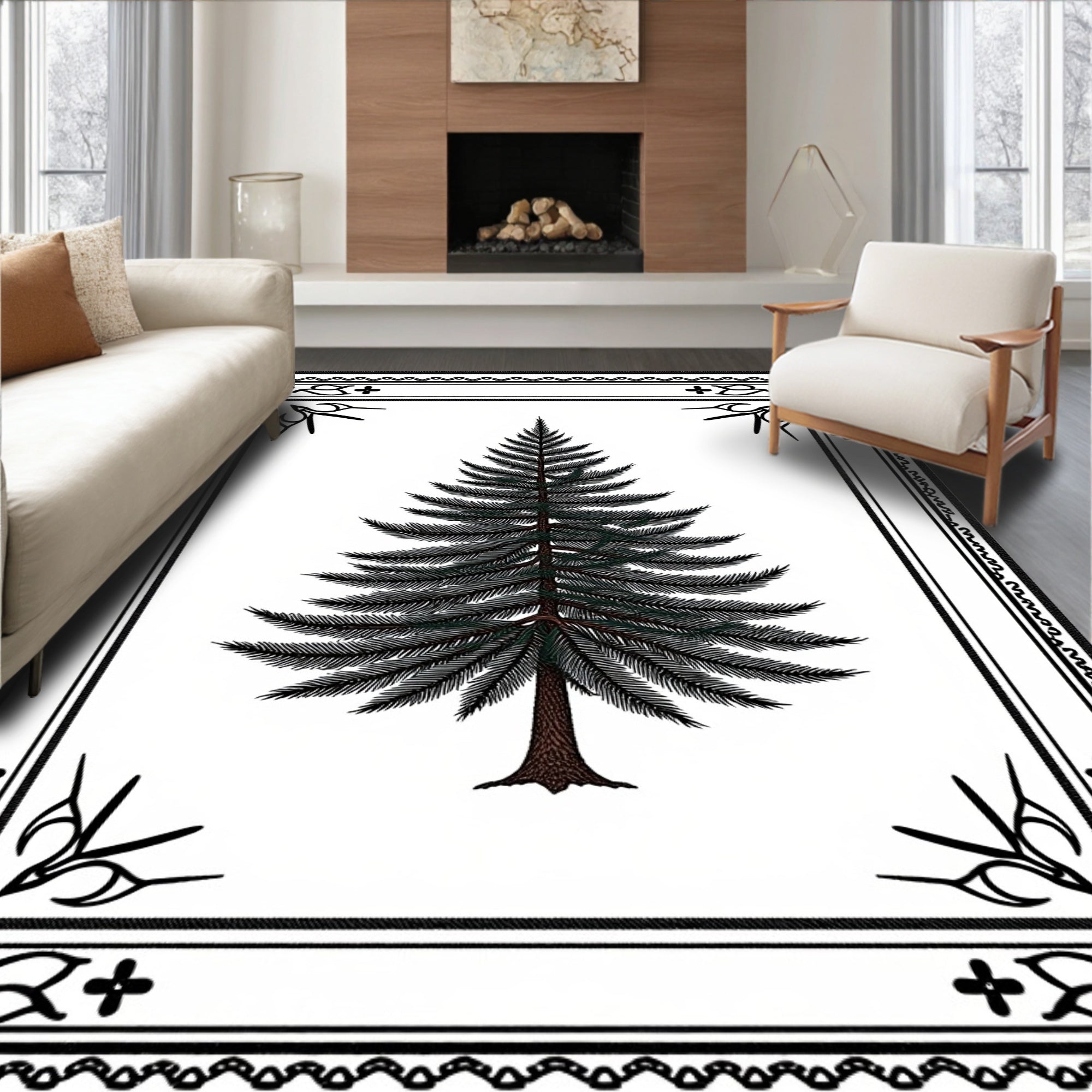 Ponderosa Pine Forest Framed Art Rug