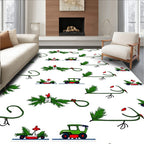 Christmas Green Sleigh and Car Collection Rug