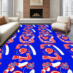 Red and White Abstract Tribal Figures Rug