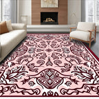 Rose Crimson Floral Scroll Medallion Rug
