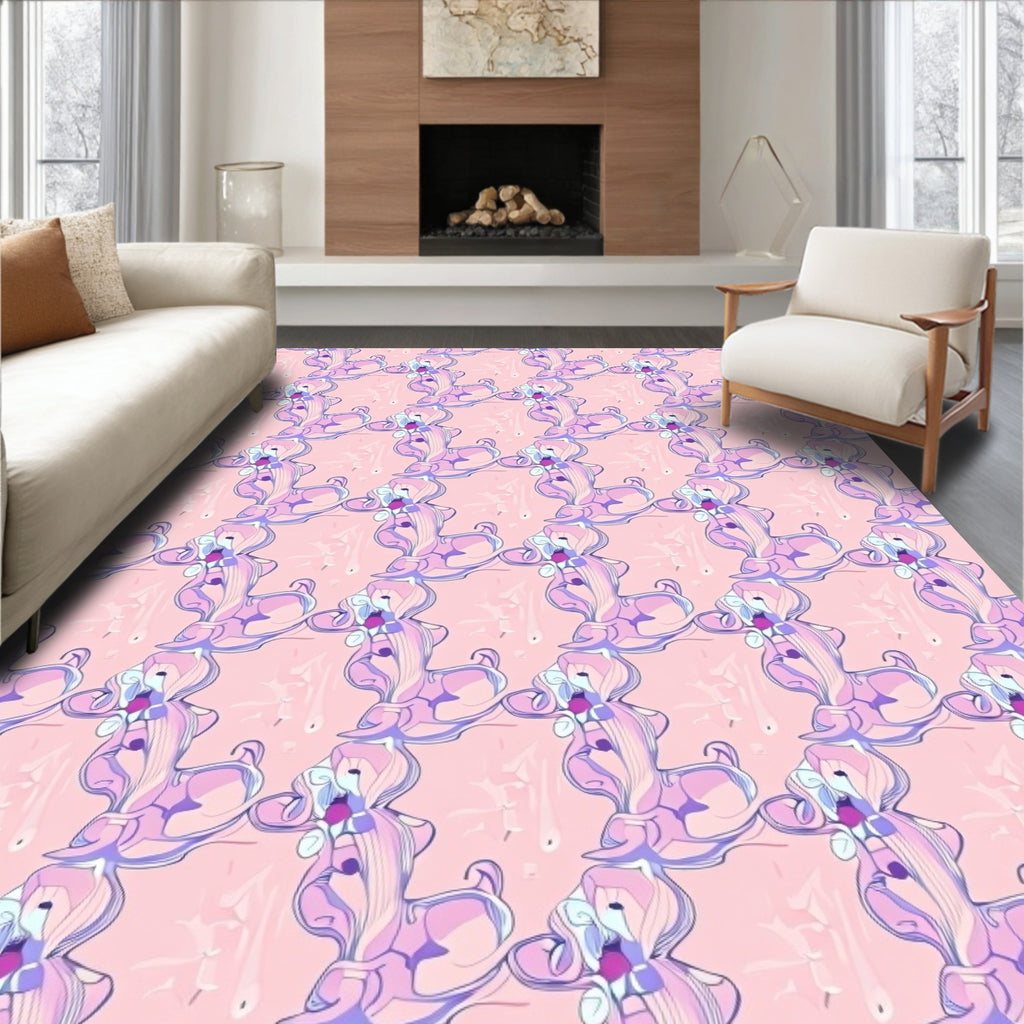 Whimsical Pink Poodle Abstract Rug
