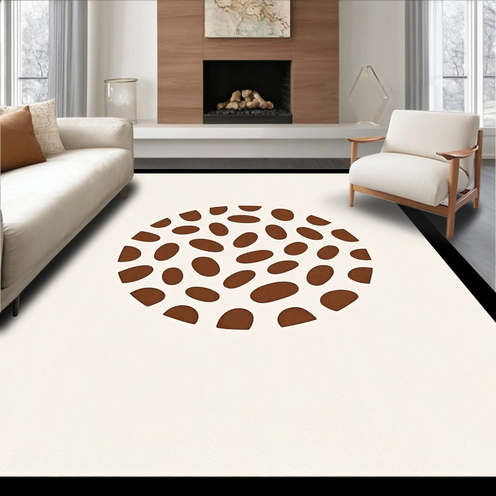 Organic Brown Polka Dot Circle Rug