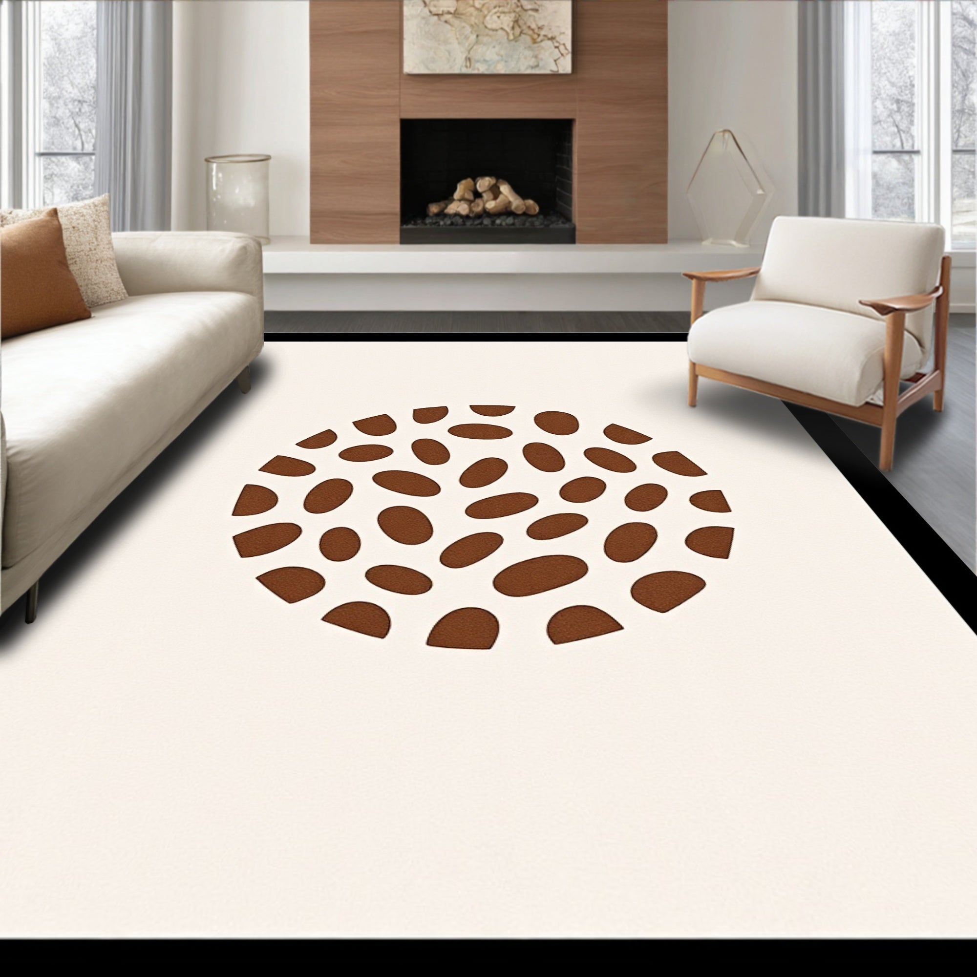 Organic Brown Polka Dot Circle Rug