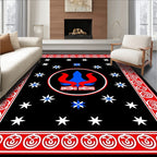 Bold Blue Red Tribal Starburst Rug
