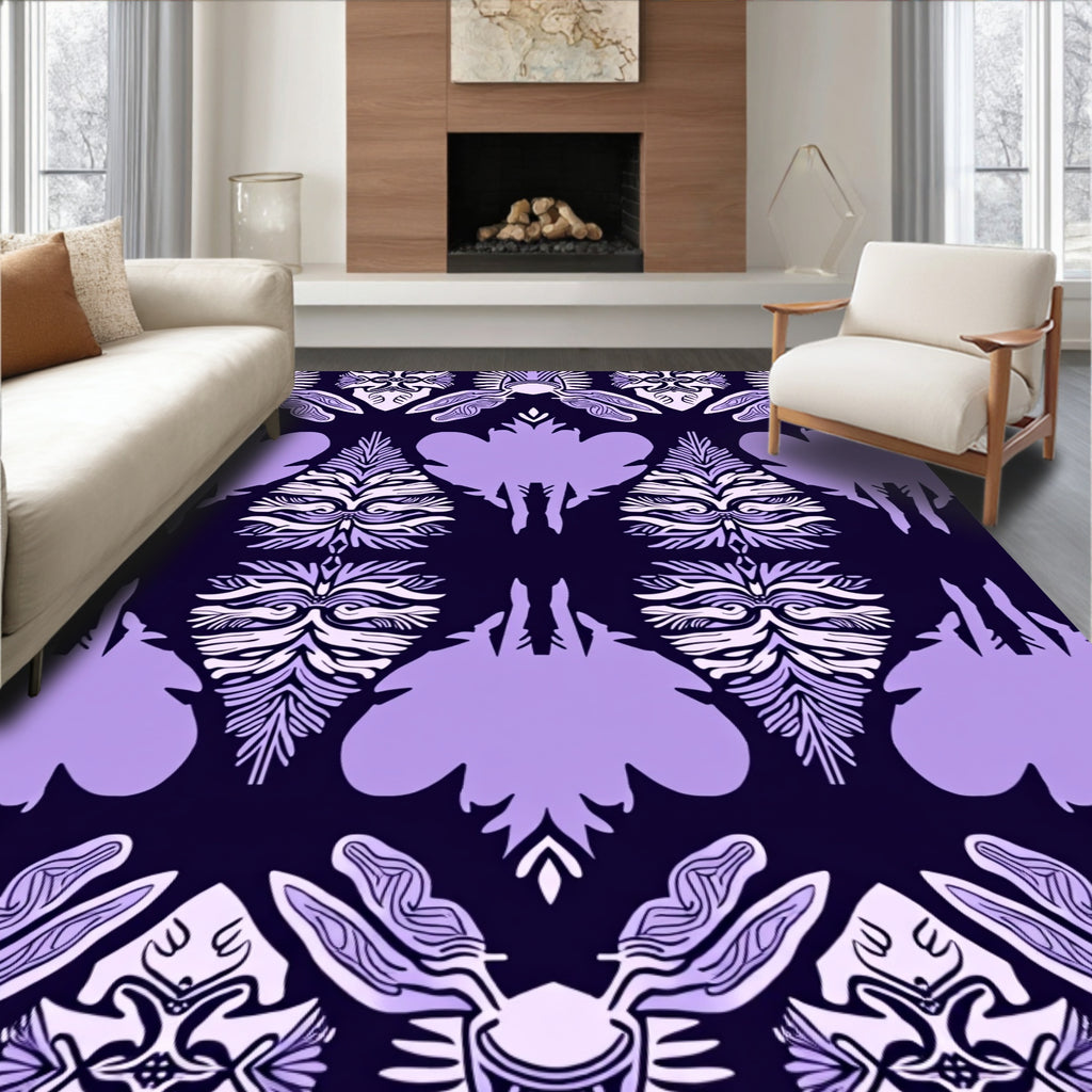 Purple Lavender Symmetrical Floral Rug