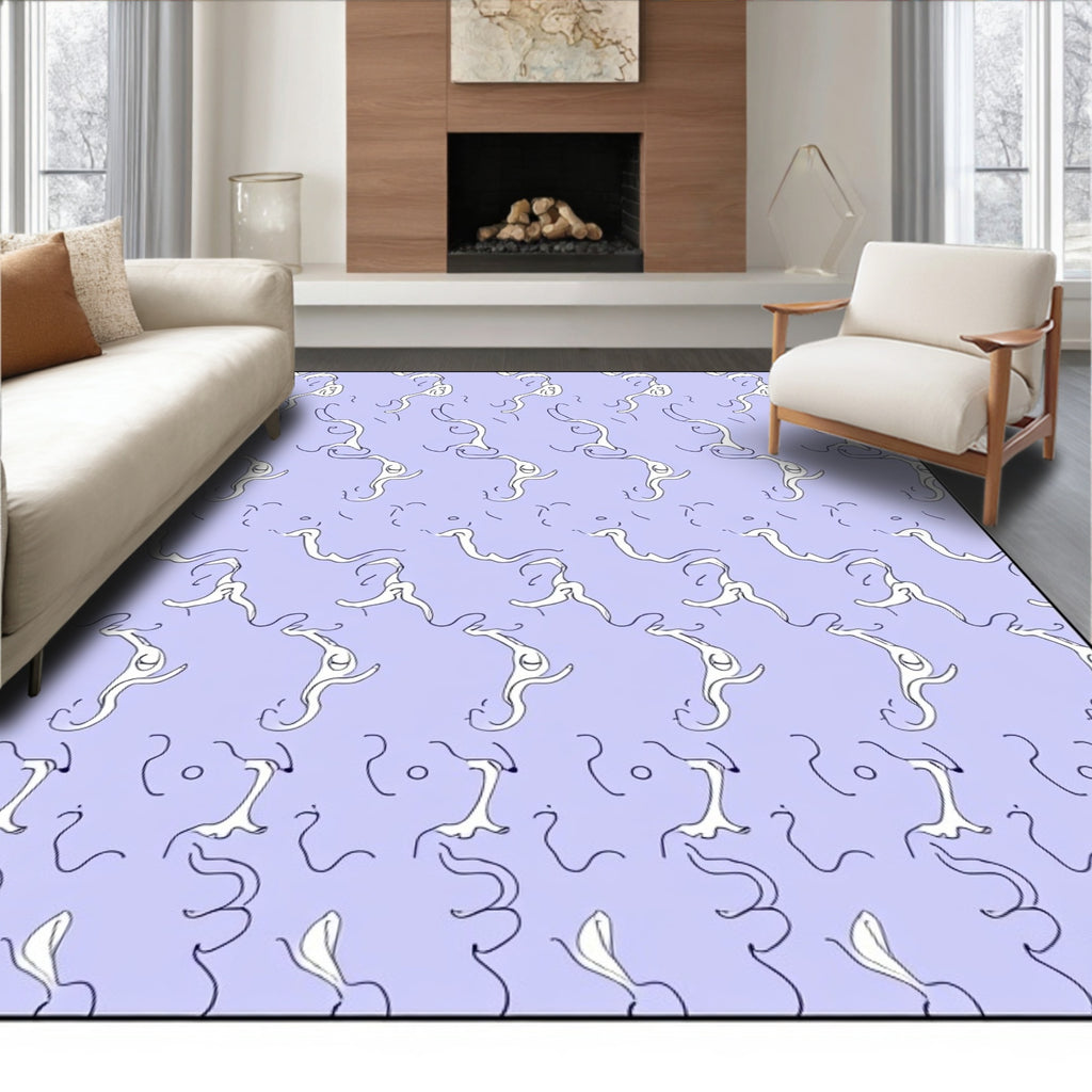 Whimsical Lavender Flowing Ribbon Rug