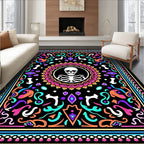 Vibrant Skeleton Floral Mandala Rug