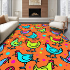 Farmhouse Funky Chicken Dot Collage Rug