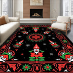 Whimsical Red Green Gnome Snowflake Rug