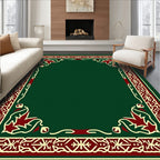 Crimson and Cream Arabesque Border Rug