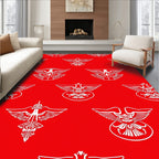 Crimson White Eagle Heraldic Medallion Rug
