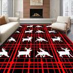 Retro Scarlet Deer Plaid Rug