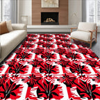 Bold Red Tropical Foliage Repeat Rug
