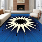 Radiant yellow starburst on blue lines Rug