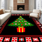 Holiday Christmas Tree Gift Border Rug
