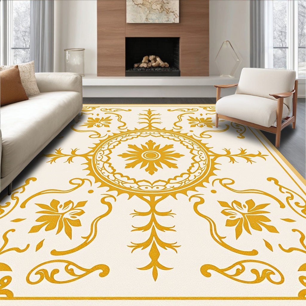 Golden Sunburst Blooms In Yellow Rug