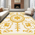 Golden Sunburst Blooms In Yellow Rug