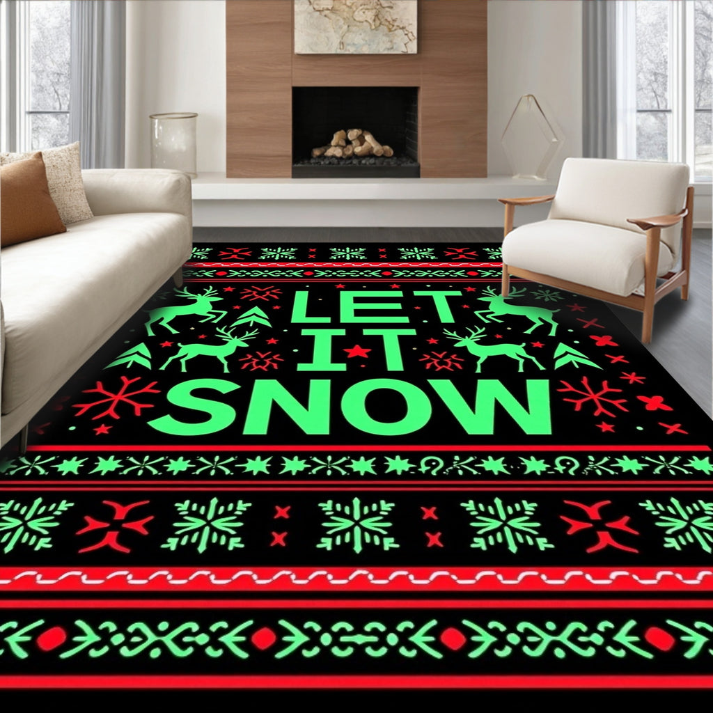 Ugly Christmas Sweater Reindeer Snowflakes Rug