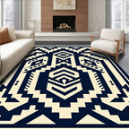 Navajo Inspired Navy Cream Geometric Rug