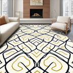 Cream Ochre Abstract Interlocking Shape Rug